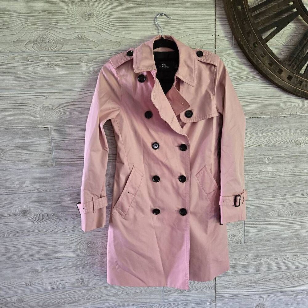 Coach Pink Trench Jacket Womens SZ XXS Coat - Picture 2 of 6